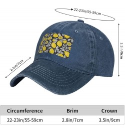 Lemon Fruit Pattern Print Washed Cowboy Baseball Cap for Adults Adjustable Caps Fashion Cap A Sun Hat Navy Blue $12.45 Baseba...