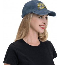 Lemon Fruit Pattern Print Washed Cowboy Baseball Cap for Adults Adjustable Caps Fashion Cap A Sun Hat Navy Blue $12.45 Baseba...