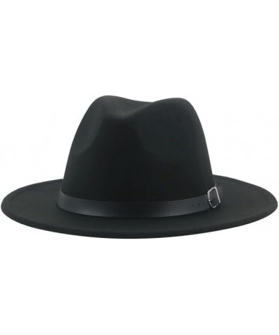 Hats for Women Fedora Hat Men Caps Solid Casual Dress Formal Vintage Wide Brim 62Cm Sombreros Sombreros Blue $15.85 Fedoras