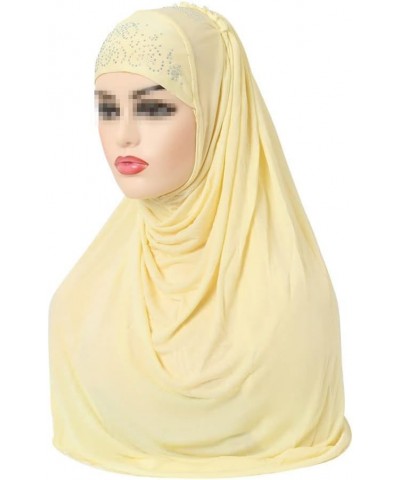 Women Fashion Muslim Hijab Islamic Scarf Shawl Headscarf Hat Pull On Wrap Ramadan Hijab Navy Blue $14.91 Scarves