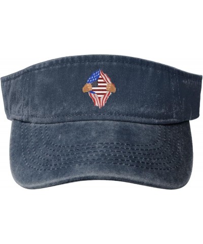 Hand Tear Flag of The United States Sun Visor Hats for Women Men Sun Hat Vintage Golf Hat Adjustable Baseball Cap Navy Blue $...