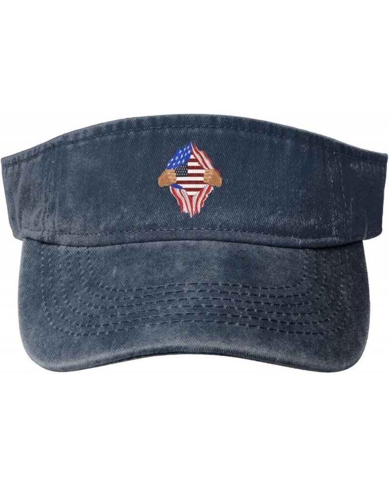 Hand Tear Flag of The United States Sun Visor Hats for Women Men Sun Hat Vintage Golf Hat Adjustable Baseball Cap Navy Blue $...