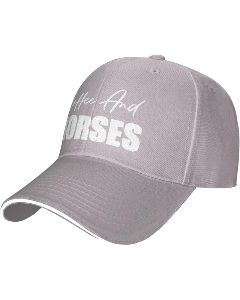 Coffee and Horses Men's Baseball Cap Vintage Snapback Cap Adjustable Gray $10.82 Baseball Caps