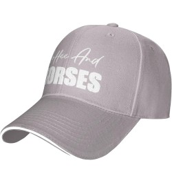 Coffee and Horses Men's Baseball Cap Vintage Snapback Cap Adjustable Gray $10.82 Baseball Caps