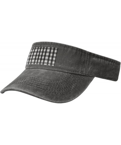 Black and White Plaid Adult Sunscreen Hat, Summer Sunshade with an Open Top Design,Golf Visors for Men,Fishing-Hats Deep Heat...