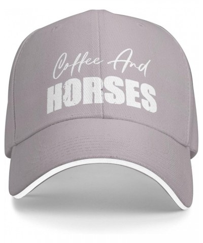 Coffee and Horses Men's Baseball Cap Vintage Snapback Cap Adjustable Gray $10.82 Baseball Caps