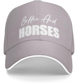 Coffee and Horses Men's Baseball Cap Vintage Snapback Cap Adjustable Gray $10.82 Baseball Caps