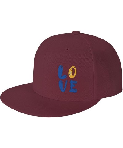 Snapback Baseball Cap Love Down Syndrome Awareness for Men Women Dark Red $10.49 Baseball Caps