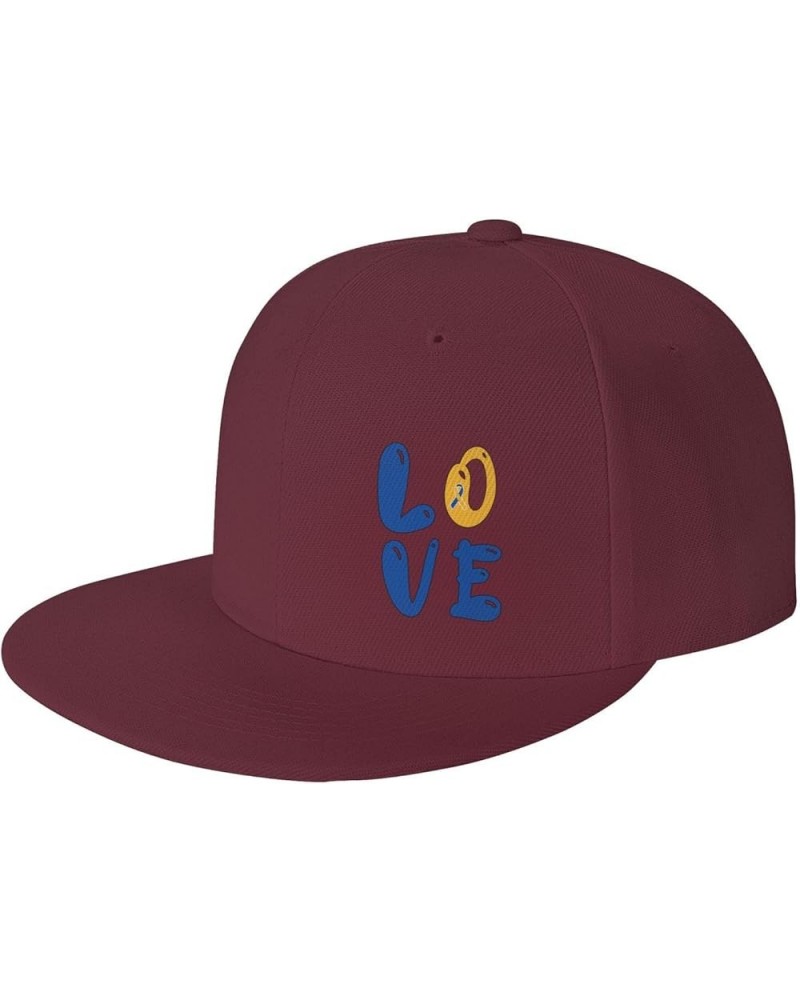 Snapback Baseball Cap Love Down Syndrome Awareness for Men Women Dark Red $10.49 Baseball Caps