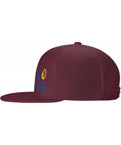 Snapback Baseball Cap Love Down Syndrome Awareness for Men Women Dark Red $10.49 Baseball Caps