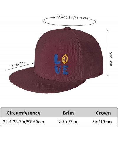 Snapback Baseball Cap Love Down Syndrome Awareness for Men Women Dark Red $10.49 Baseball Caps