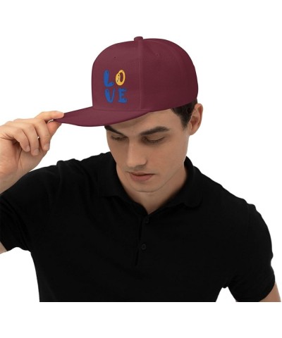 Snapback Baseball Cap Love Down Syndrome Awareness for Men Women Dark Red $10.49 Baseball Caps