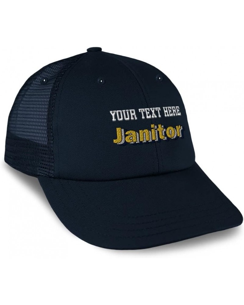 Custom Custom Trucker Hat Baseball Cap Janitor Clean Cotton Task Dad Hats for Men & Women Navy Personalized Text Here $13.80 ...