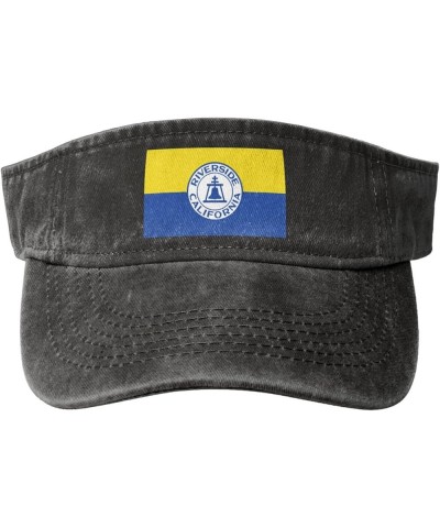 Flag of Riverside, California Sun Visor Hats for Women Men Sun Hat Cotton Golf Hat Vintage Baseball Cap Black $14.29 Sun Hats