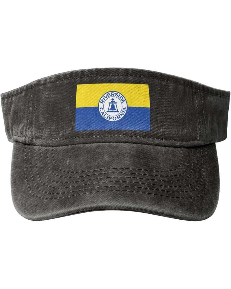 Flag of Riverside, California Sun Visor Hats for Women Men Sun Hat Cotton Golf Hat Vintage Baseball Cap Black $14.29 Sun Hats