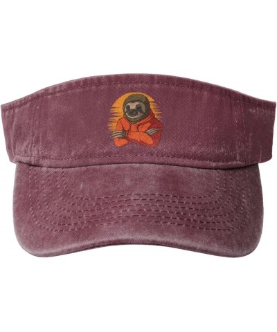 Stylish Sloth Sun Hat Sun Visor Hats for Women Men Baseball Cap Golf Hats Red $13.73 Visors