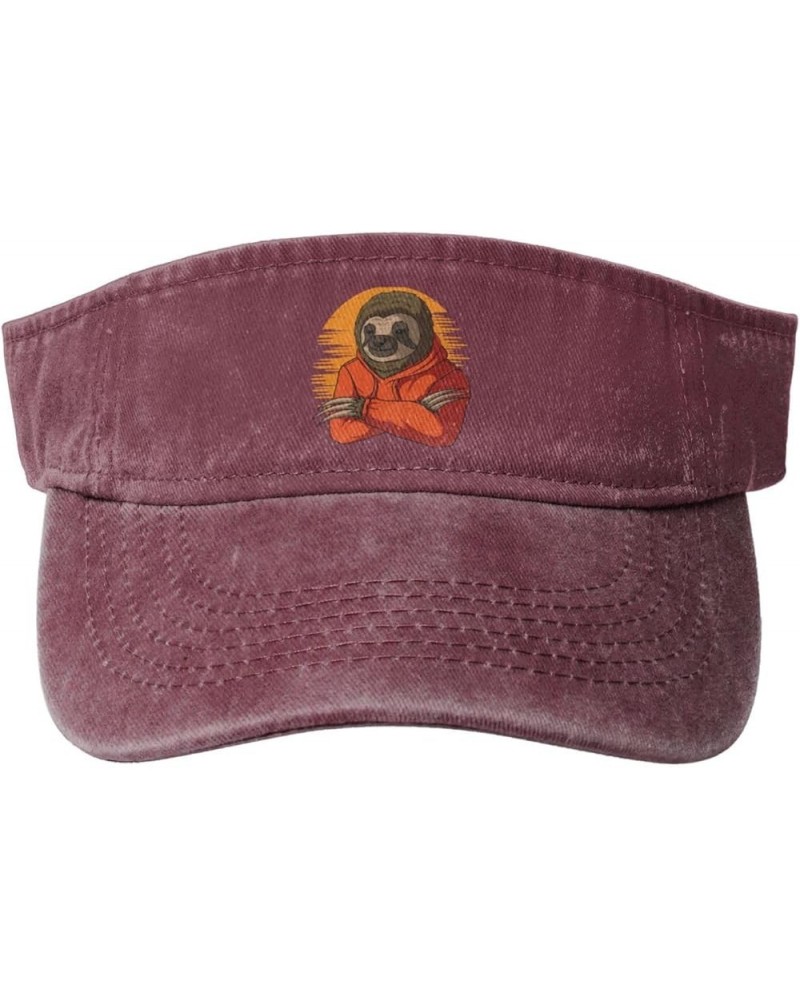 Stylish Sloth Sun Hat Sun Visor Hats for Women Men Baseball Cap Golf Hats Red $13.73 Visors