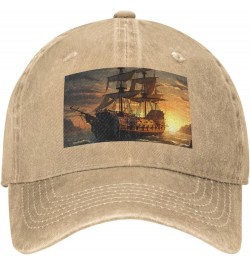 Fantasy Pirate Ship Baseball Cap for Men Women Washed Cotton Denim Dad Hat Adjustable Baseball Hat Natural $11.58 Baseball Caps