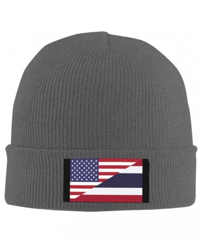 America Thailand Friendship Flag Cozy Knitted Beanie Hat - Stylish Winter Headwear Acrylic Ideal for All Ages Deep Heather $1...