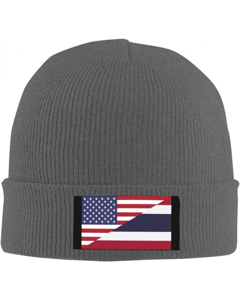 America Thailand Friendship Flag Cozy Knitted Beanie Hat - Stylish Winter Headwear Acrylic Ideal for All Ages Deep Heather $1...