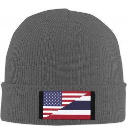 America Thailand Friendship Flag Cozy Knitted Beanie Hat - Stylish Winter Headwear Acrylic Ideal for All Ages Deep Heather $1...