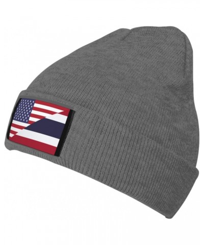 America Thailand Friendship Flag Cozy Knitted Beanie Hat - Stylish Winter Headwear Acrylic Ideal for All Ages Deep Heather $1...