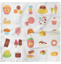 Food Head Scarf, Dessert Concept Sketches, Hair Wrap Multicolor $16.42 Scarves