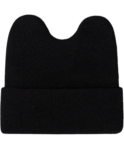 Warm Hat Ears Skull Caps Rabbit Knitted Woolen Outdoor Hat Solid Girls for Women Cute Beanie Hats Trendy caps Accessories Bla...