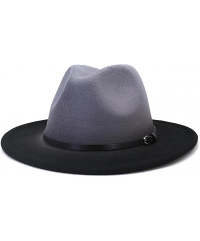 Unisex Four Seasons Casual Wool Felt Fedora Solid Color Flat Brim Classic Jazz Hat Color 8 $18.26 Fedoras