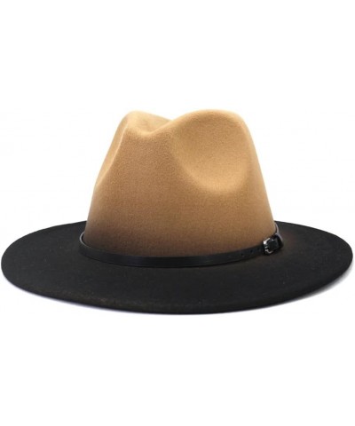 Unisex Four Seasons Casual Wool Felt Fedora Solid Color Flat Brim Classic Jazz Hat Color 8 $18.26 Fedoras