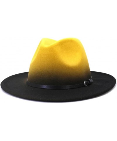 Unisex Four Seasons Casual Wool Felt Fedora Solid Color Flat Brim Classic Jazz Hat Color 8 $18.26 Fedoras