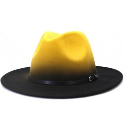 Unisex Four Seasons Casual Wool Felt Fedora Solid Color Flat Brim Classic Jazz Hat Color 8 $18.26 Fedoras