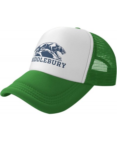 Middlebury College Logo Trucker Hats for Both Men and Women - Mesh Baseball Snapback Hats Green $17.48 Baseball Caps