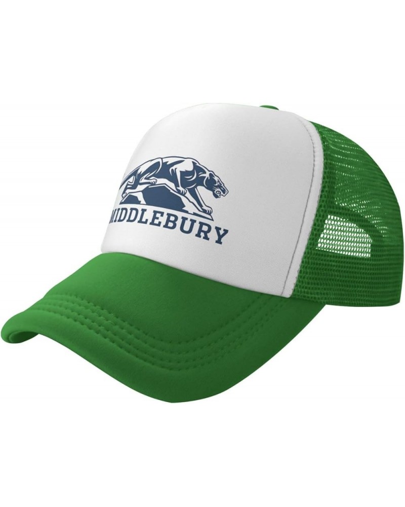 Middlebury College Logo Trucker Hats for Both Men and Women - Mesh Baseball Snapback Hats Green $17.48 Baseball Caps