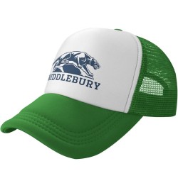 Middlebury College Logo Trucker Hats for Both Men and Women - Mesh Baseball Snapback Hats Green $17.48 Baseball Caps