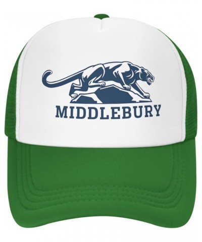 Middlebury College Logo Trucker Hats for Both Men and Women - Mesh Baseball Snapback Hats Green $17.48 Baseball Caps