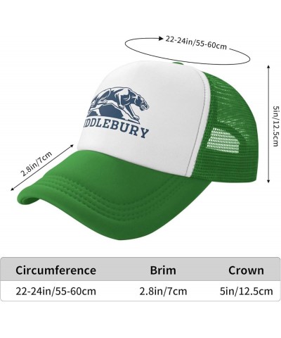 Middlebury College Logo Trucker Hats for Both Men and Women - Mesh Baseball Snapback Hats Green $17.48 Baseball Caps