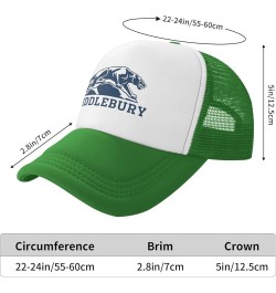 Middlebury College Logo Trucker Hats for Both Men and Women - Mesh Baseball Snapback Hats Green $17.48 Baseball Caps