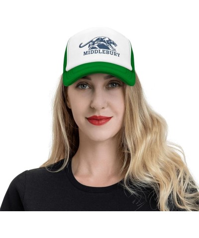 Middlebury College Logo Trucker Hats for Both Men and Women - Mesh Baseball Snapback Hats Green $17.48 Baseball Caps