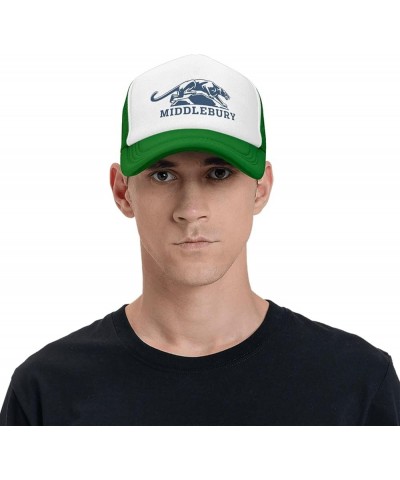 Middlebury College Logo Trucker Hats for Both Men and Women - Mesh Baseball Snapback Hats Green $17.48 Baseball Caps