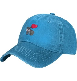 Cute Fox Flying with Love Shaped Balloon Dad Hat Vintage Baseball Cap for Men Women Hats Gifts Trucker Caps Blue $12.97 Baseb...