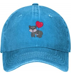 Cute Fox Flying with Love Shaped Balloon Dad Hat Vintage Baseball Cap for Men Women Hats Gifts Trucker Caps Blue $12.97 Baseb...