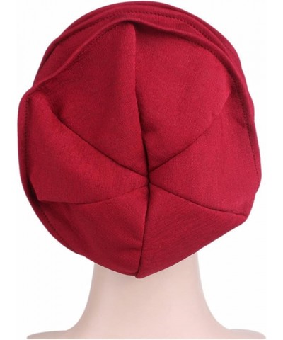 Women Hat Women' s Hijabs Turban Elastic Cloth Head Cap Hat Ladies Hair Plain Scarf Cap Pink $8.68 Skullies & Beanies