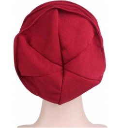 Women Hat Women' s Hijabs Turban Elastic Cloth Head Cap Hat Ladies Hair Plain Scarf Cap Pink $8.68 Skullies & Beanies