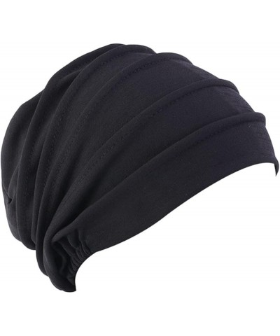 Women Hat Women' s Hijabs Turban Elastic Cloth Head Cap Hat Ladies Hair Plain Scarf Cap Pink $8.68 Skullies & Beanies