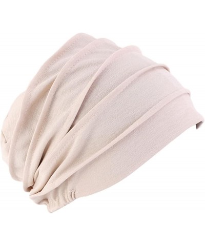 Women Hat Women' s Hijabs Turban Elastic Cloth Head Cap Hat Ladies Hair Plain Scarf Cap Pink $8.68 Skullies & Beanies