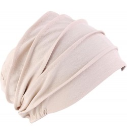 Women Hat Women' s Hijabs Turban Elastic Cloth Head Cap Hat Ladies Hair Plain Scarf Cap Pink $8.68 Skullies & Beanies