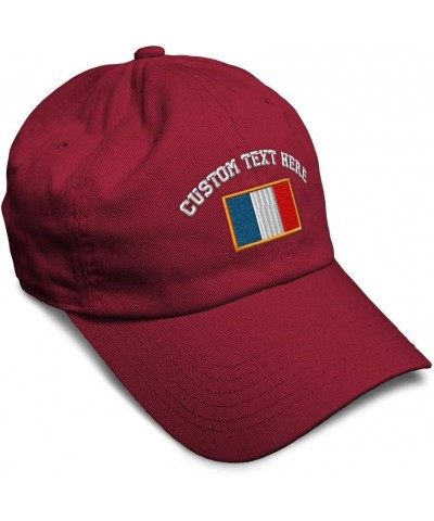 Soft Baseball Cap France Europe Football Cup Dad Hats for Men & Women Burgundy Personalized Text Here $15.89 Baseball Caps