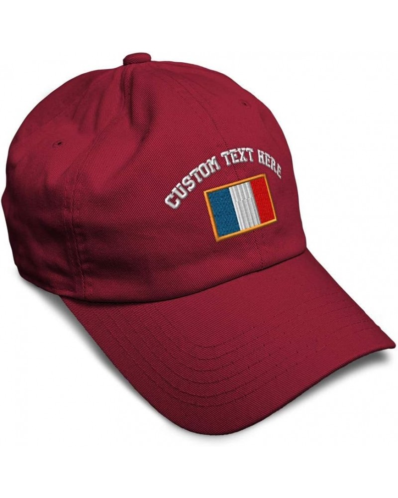 Soft Baseball Cap France Europe Football Cup Dad Hats for Men & Women Burgundy Personalized Text Here $15.89 Baseball Caps