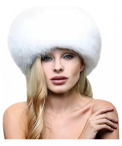 Womens 2024 Faux Fur Hat for Winter Stretch Russian Style Fall Winter Thermal Caps Fuzzy Sherpa Skull Cap Beanie Hats White $...